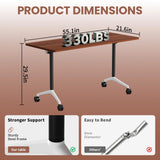 Folding Conference Table with Wheels, Flip-Top Mobile Training Table Modular Conference Room Tables, Space Saving Seminar Meeting Tables for Office School Business Classroom(Walnut 1 8PCS 55.1in)