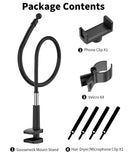 LILANZo 2-in-1 Gooseneck Phone Holder for Bed & Blow Dryer Stand – 360° Flexible Long Arm, Cell Phone Stand for Desk/iPhone/Kindle, Overhead Mount for Desk, for Seniors, Mom, Creator