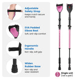 Carehofu Ergonomic Forearm Crutches Spring Assist Crutches for Adults,Comfortable and Height Adjustable Arm Crutches Forearm with Anti-Slip Base,Walking Crutches with Cuffs, Not a Pair (Pink)