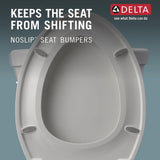 Delta Faucet Morgan Elongated Slow-Close White Toilet Seat with Non-Slip Seat Bumpers, White 811903-WH