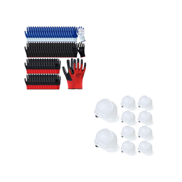 90 Pairs Gardening Gloves and 10 Pieces Suspension Hard Hat