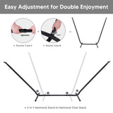 SUNCREAT 2-in-1 Hammocks Convertible Portable Double Hammock with Stand Included, Outdoor Hammock and Stand, Patented, Dark Grey with Tassel