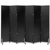 6 Panel Wooden Room Divider with Wheels, Large Office Partitions 100"x71"