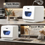 MOMOKOVA Portable Countertop Dishwasher with 5L Built-in Water Tank,Upgraded 7 Program & 24H Delayed Wash,360° Dual Spray, 167℉ High-Temp & No Hookup Needed for Home,white (white)