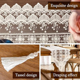 Lace Table Runner Exquisite Embroidery Floral,UWWGKK Table Runners with Tassel Retro French Country Style,for Wedding Decor,Afternoon Tea,Bed Runner,Piano Top Cover,13x82 Inch