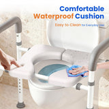 Raised Toilet Seat with Handles - Width & Height Adjustable Toilet Seat Risers for Seniors, Heavy Duty Handicap Toilet Riser, Fit Any Toilet, Up to 400lbs