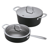 Alva Maestro 2-Piece Ceramic Nonstick Cookware Set – 4QT Sauté Pan + 4.5QT Stock Pot + Lids – No PTFE, PFOA, PFAS, Induction & Oven Safe to 400°F