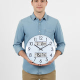 Nbdeal 13-Inch Analog Silent Wall Clock with Calendar Temperature & Humidity (White)