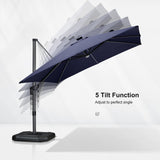 PURPLE LEAF Cantilever Patio Umbrella 10' x 10' with Solar LED Light, Navy