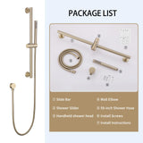 Handheld Shower Head with Slide Bar Combo, 26.38-Inch Adjustable Height Shower Slide Bar, High Perssure Handheld Shower Head with 59 Inch Extra Long Hose, Brass Wall Supply Elbow, Brushed Gold