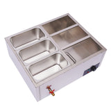Food Warmer Bain Marie Food Steamer 6 Pans Steam Table Buffet Countertop 850W