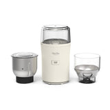 Martha Stewart Electric Coffee & Spice Grinder, Dual 2.5oz Removable Bowls, Storage Lids, Stainless Steel Blades, One Touch Pulse Control, 2-in-1 Compact, Beans & Spices, Herbs & Nuts, Linen White