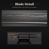 Folded Damascus Plum Blossom Wave & Bird Katana, Hand Forged Sword