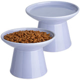 KITCHENLESTAR Ceramic Elevated Cat Bowls - 6.2 Inch Extra Wide Raised Cat Food and Water Bowl Set for Indoor Cats, Whisker-Friendly Ceramic Cat Dish for Elder Big Cats & Small Dogs,Light Purple,2 Pack