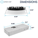 LUXRITE 5 Inch LED Recessed Light, Regressed Mini Panel Spotlight, 5CCT 2700K-5000K, 16/21/26 Watts, 1500/2000/2500 Lumens, Dual Dimmable (TRIAC & 0–10V), 100° Beam, Wet Rated, ETL (6 Pack)