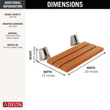 Delta Faucet Steam System Wall Mounted Fold-Up Wood Seat, Brushed Nickel Foldable Shower Seat, Lumicoat Stainless 5SE-SBS-6-SS-PR