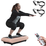 Natini Vibration Plate Exercise Machine - Whole Body Vibration Platform Machine with Pilates Bar Resistance Bands (Pink)