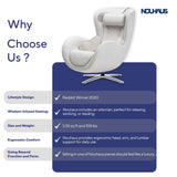 Nouhaus Classic Massage Chair with Ottoman. White Leather Lounge Chair, with Percussive & Shiatsu Chair Massager, Bluetooth Speaker and Recliner. Cozy Bedroom Chair with Spot and Full Body Massager