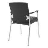 Office Star FL Series Faux Leather Padded Guest Chair with Built-in Lumbar Support, Black with Chrome Frame