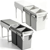 Under Cabinet Pull-Out Trash Can - Dual Recycle Bin with Odor Control, Non-Sliding Design for Kitchen Cabinet - Space-Saving Gray Trash Organizer for Home Use