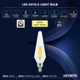 LUXRITE E12 Candelabra LED Light Bulbs 60 Watt Equivalent, 3000K Soft White, Enclosed Fixture Rated, Dimmable Chandelier Light Bulbs, 4.5W, 500 Lumens, HX10.5 Glass, Wet Rated, UL Certified (24 Pack)