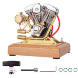 MechPuConToy Engine Model Kit That Runs, OHV V-Twin Cylinder Four-Stroke Motorcycle Engine, Physics Science Experiment for Youth Adult