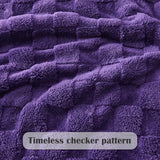 NEWCOSPLAY Super Soft Throw Blanket Purple Premium Silky Flannel Fleece 3D Checkered Lightweight Bed Blanket All Season Use (Purple Checkered, Throw(50"x70"))