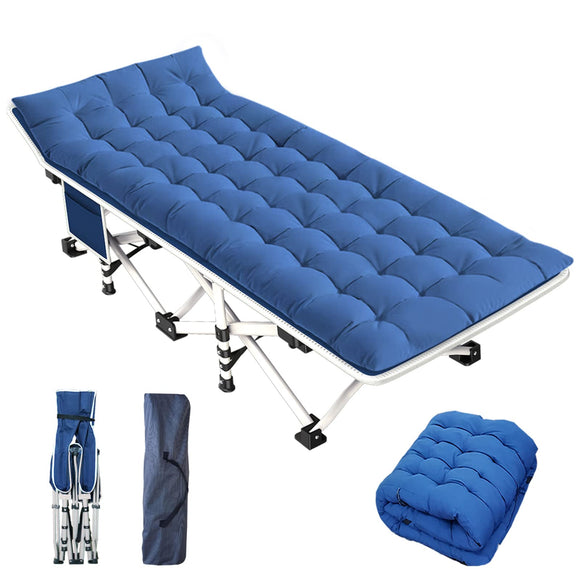 GETOVIN Cot Camping Cot with Thick Pad Cots for Sleeping Camping Bed Folding Cot 450LBS(Max Load) Comfortable Double Layer Oxford Heavy Duty with Carry Bag for Home Outdoor Travel GETOVIN