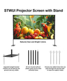 STWUI Projector Screen with Stand - 100 Inch Outdoor Projector Screen Portable Projector Screens 16:9 4K HD Outdoor Movie Screen with Carry Bag Can Enioy Home Theater Projection Screen