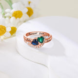 Oseew Gold mothers ring 18K gold Gold family rings for women Mom and daughter Rings (Rose Gold)