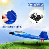 Blue RC Plane for Kids Upgrade F-22 Raptor Fighter RC Airplane Remote Control Airplane Toys 2.4 GHZ Smart 6-axis Gyro Stabilizer RTF RC Jet Aircraft Easy to Fly Outdoor Toy RC Glider for Beginners