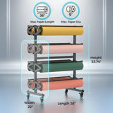 MOOFI Heavy-Duty 36-Inch Mobile Paper Roll Holder, 8-Roll Rack with Cutter