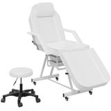 LOUVIXA Tattoo Chair, Adjustable Facial Chair 73 Inch Salon Bed with Hydraulic Stool for Professional Massage Beauty Spa (White)