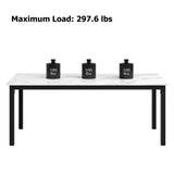 BouPower 70.9" Industrial Dining Table for 6-8, Wooden Rectangular Kitchen Table with Sturdy Metal Legs, Long Dinner Tables with Mortise Tenon Design for Dining Room, Home Office, Living Room