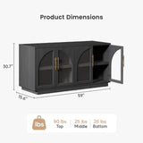 Hotmeily 30.7" Tall Arched Glass Entertainment Center,Grey Black Oak