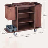 This Commercial Housekeeping Janitorial Cart with Wheels Bag for Commercial Facility/Hotel/Stadium/School/Office Brown
