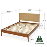 Bme Selina Queen Bedframe with Headboard, US Patent, Acacia Wood, Caramel