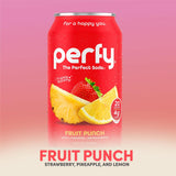 PERFY Caffeine Free Fruit Punch Soda | Made With Real Fruit Juice – Low Sugar Nootropic Drink with L-Theanine + Ashwagandha | Calming Adaptogen Mocktail | Keto + GLP-1 Friendly | Sweetened with Stevia & Monk Fruit | (12-Pack Healthy Functional Soda Altern