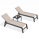 PURPLE LEAF Chaise Lounge Outdoor Set of 2 with Wheels, Aluminum, Beige