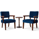 FAGAGA Velvet Accent Chairs Set of 2, 2 Solid Wood Armchairs with Table