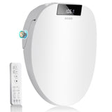 XCQQ Electric Bidet Toilet Seat with Remote, Heated Toilet Seat, Instant Warm Water, Warm Air Dryer, Rear & Feminine with Oscillating Cleansing, Night Light, Slow Close Lid, LED Display - Round