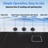 Nictemaw Portable Washing Machine 30Lbs Capacity Washer and Dryer Combo 2 In 1 Compact Twin Tub Laundry Washer (19Lbs) & Spinner (11Lbs) with Built-in Drain Pump, Time Control, for Apartment Dorms RV
