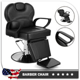 Artist hand Barber Chair Reclining Salon Chairs for Hair Stylist, Heavy Duty Stylist Hairdressing Shampoo Chair with Headrest and Footrest, 360 Degree Swivel, Spa Beauty Equipment, Black