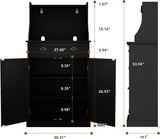 HOLTICO 54" Freestanding Kitchen Pantry Storage Cabinet with Doors and Adjustable Shelves, Microwave Oven Cabinet with Drawer for Kitchen, Bathroom or Hallway,Black