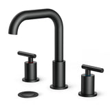 Black Bathroom Faucets 3 Hole, 8 Inch Widespread Matte Black Bathroom Faucet FORIOUS
