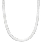 ONTHOLOGIE, 7 mm Herringbone Chain Necklace for Women Men 18K White Gold Over Italian 925K Stamped Solid Sterling Silver, Flat Snake Chain, Made in Italy, 20 Inch