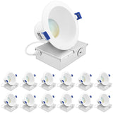 LUXRITE 4 Inch LED Recessed Ceiling Light with J-Box, CRI90, 12W, 5CCT Selectable 2700K/3000K/3500K/4000K/5000K, 1160 Lumens, Dimmable Canless Downlight, Wet Rated, IC Rated, ETL Listed (12 Pack)