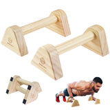 WOOD CITY 2 PCS Wood Push Up Bars Stands with Non-Slip Base, Supports Aerobics and Upper Body Strength Training for Men and Women, Joint-friendly Beech Wood Home Fitness Equipment WOOD CITY