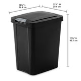 Sterilite 7.5 Gallon TouchTop Wastebasket with Lid that Opens with Touch, Conceals Trash in the Kitchen, Bathroom, Mudroom or Office, Black, 12-Pack