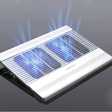 Laptop Cooling Pad, LED Fan, Four-Way, LCD Display Controller, Power Supply, Up to 17, Non-Slip Mat, Black Grid